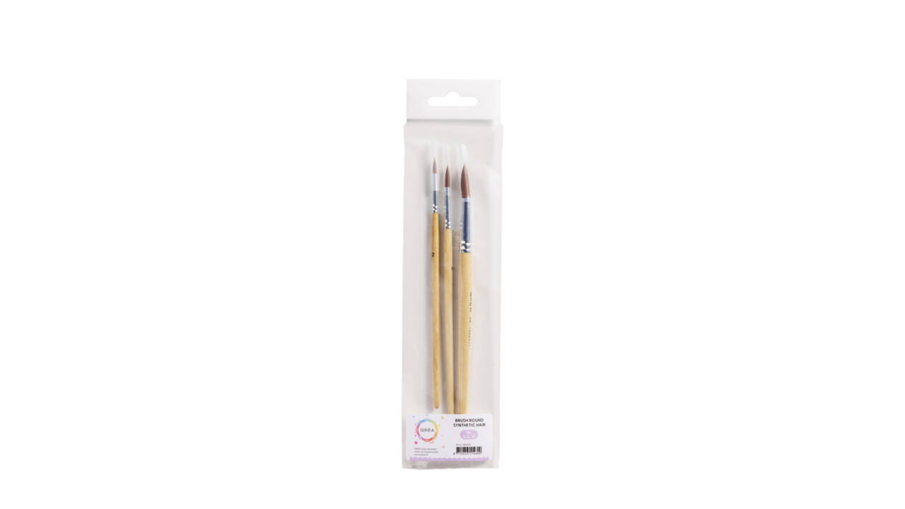 Penseel Qrea synthetisch haar set à 3 breedtes