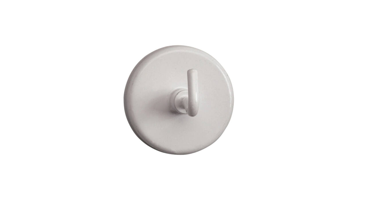Magneet met haak MAUL 36mm trekkracht 6kg wit 5 stuks