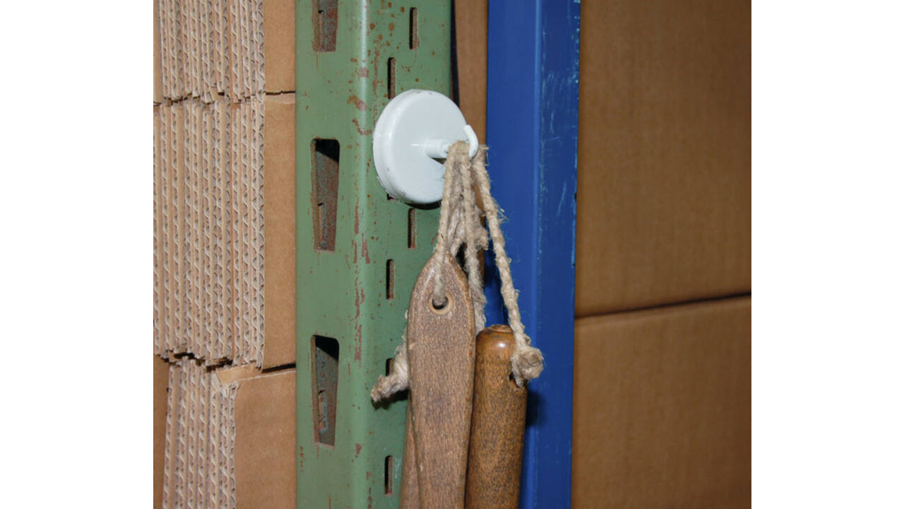 Magneet met haak MAUL 47mm trekkracht 12kg wit 5 stuks