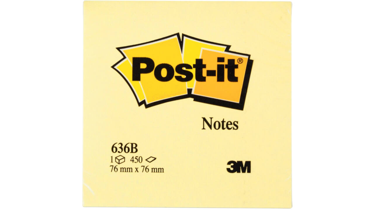 Memoblok 3M Post-it 636 76x76mm kubus geel 450 vel