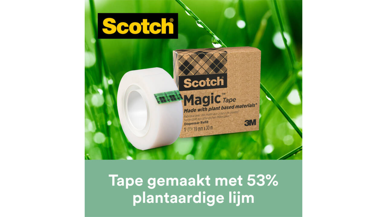 Plakband Scotch Magic 810 19mmx33m transparant 14 rollen + plakbandhouder zwart