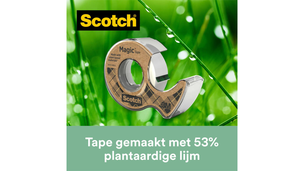 Plakband Scotch Magic 919 19mmx20m transparant + gerecyclede afroller