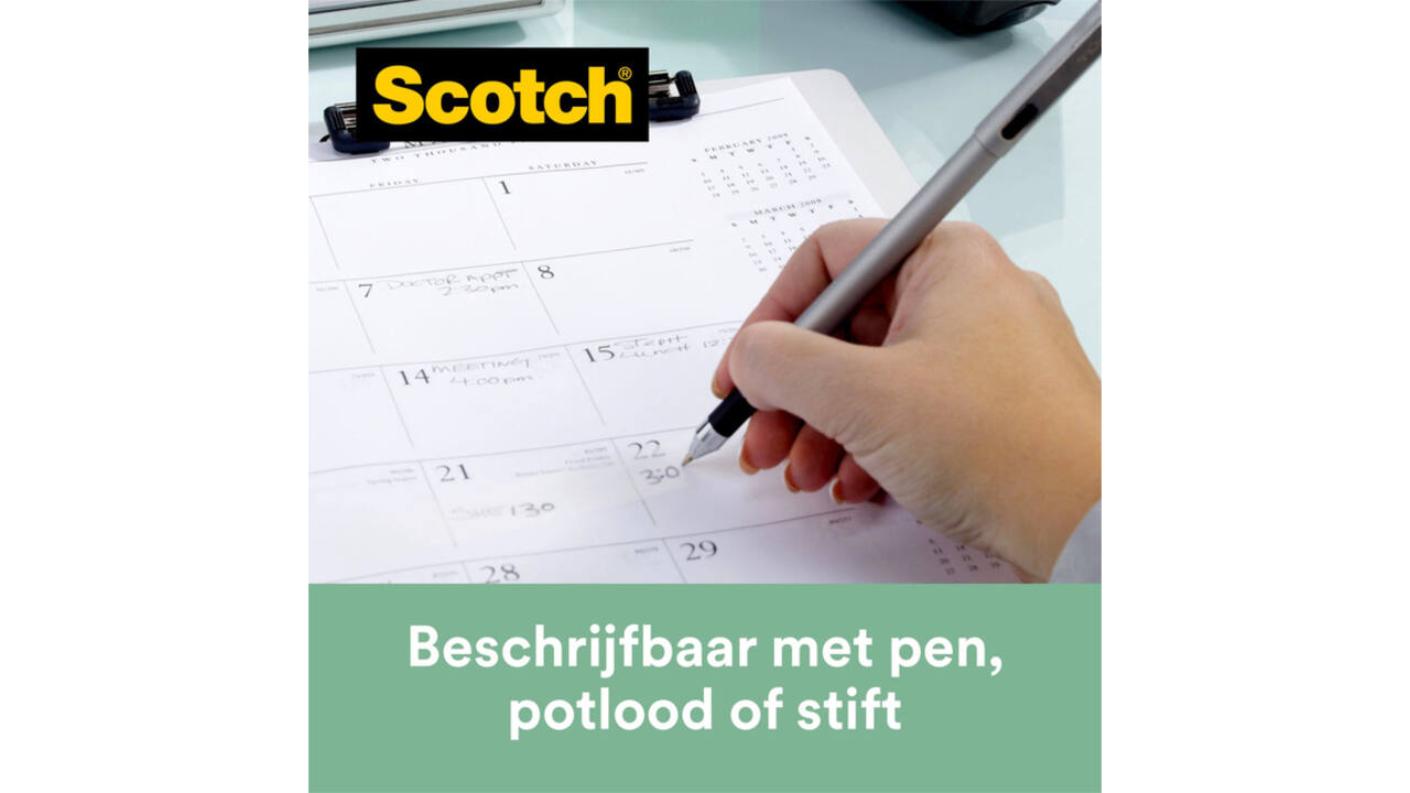 Plakband Scotch Magic 919 19mmx20m transparant + gerecyclede afroller