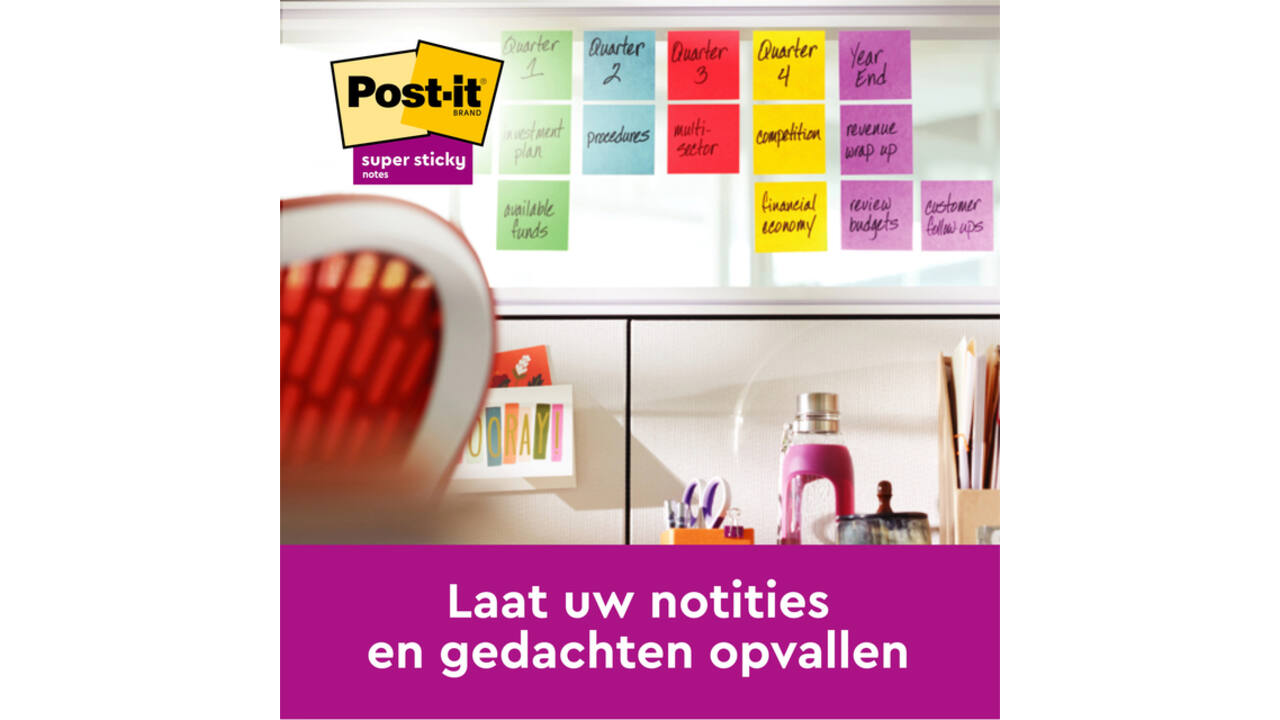 Memoblok 3M Post-it Z-Note R330 Super Sticky 76x76mm assorti kleur 20 + 4 gratis