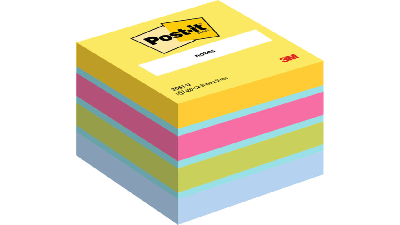 Memoblok 3M Post-it 2051 51x51mm assorti kleur 400 vel