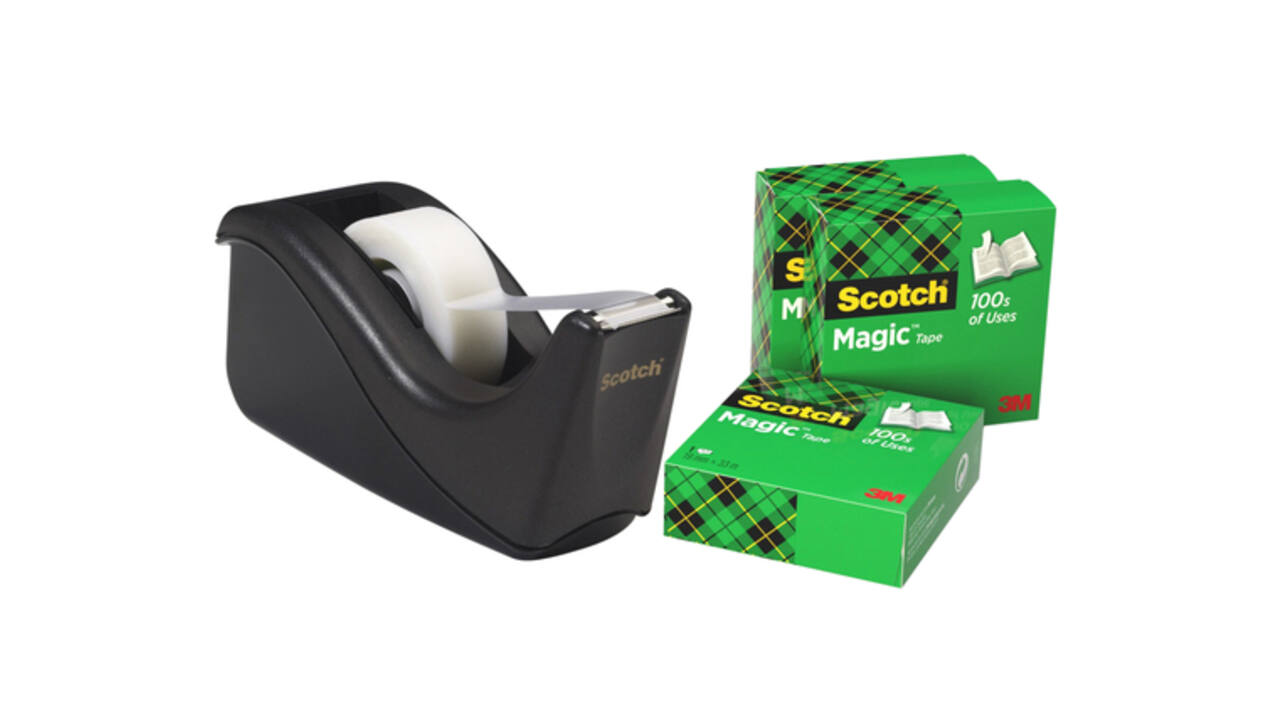 Plakbandhouder Scotch C60 zwart + 4 rollen Magic tape 19mmx33m 5 stuks