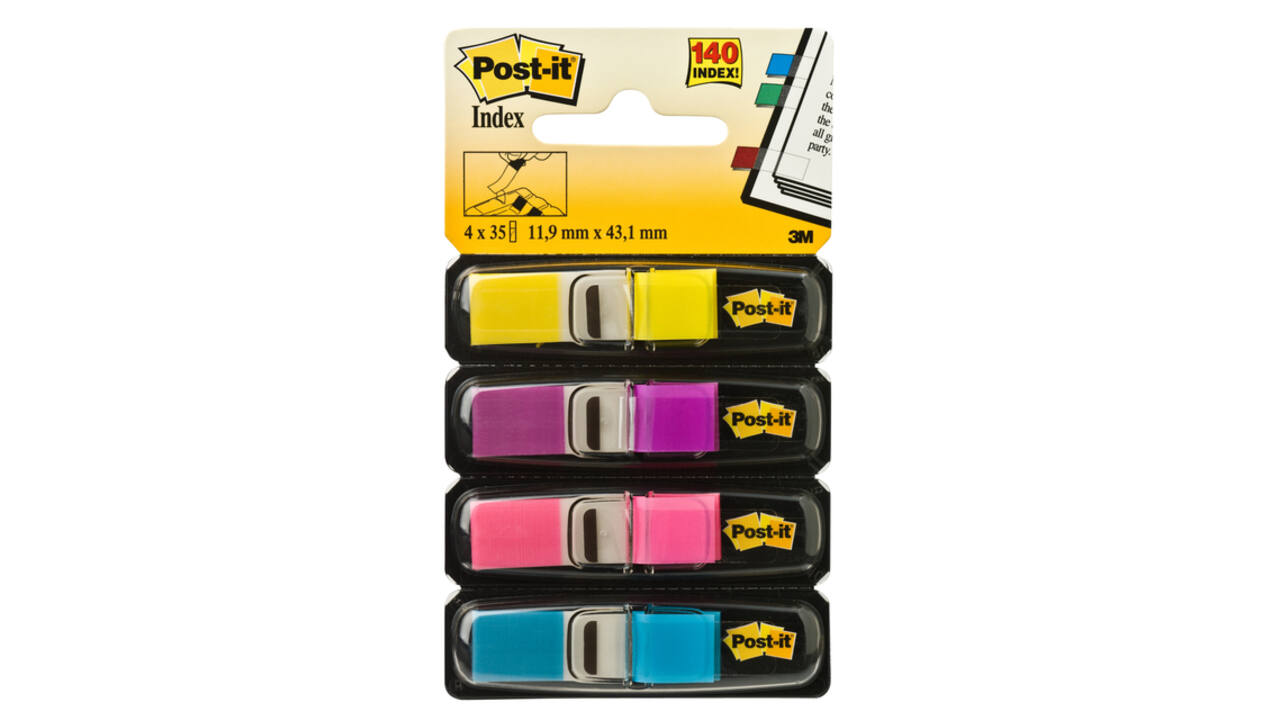 Indextabs 3M Post-it 683 11.9x43.2mm 4 kleuren 140 stuks