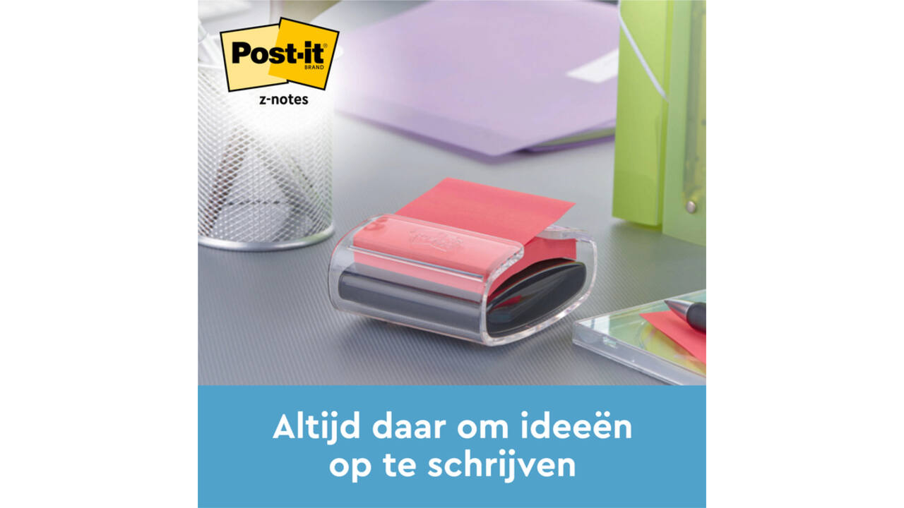 Memoblokdispenser 3M tbv Post-it Z-Note 76x76mm transparant + 12 blok Z-notes