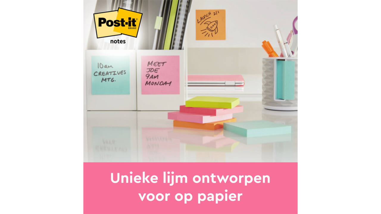 Memoblok 3M Post-it 654 76x76mm Energetic Colours 6 stuks