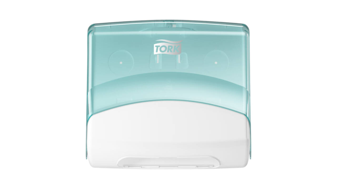 Reinigingsdoekdispenser Tork W4 Performance gevouwen turquoise 654000