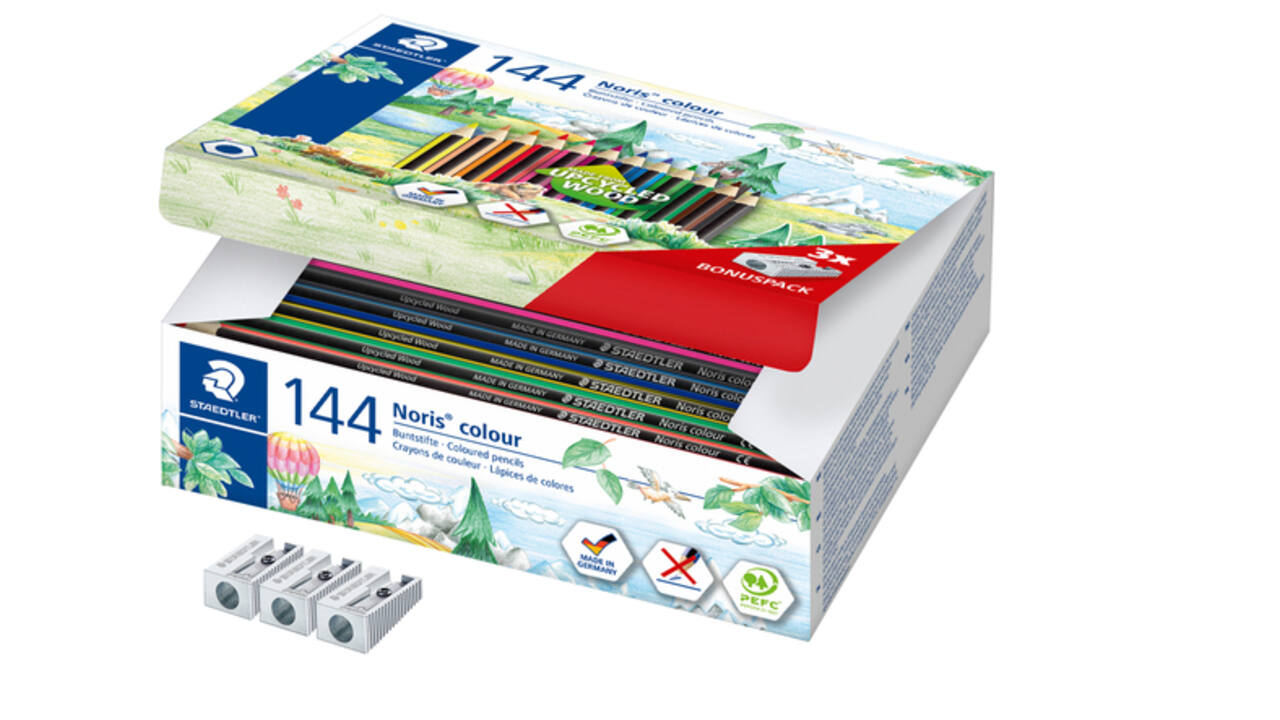Kleurpotloden Staedtler Noris 12kl-3 slijpers gratis classpack 144st