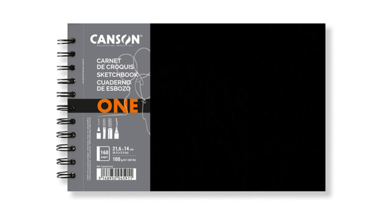 Schetsboek Canson Art Book One spiraalgebonden 160vel 100gr 216x140mm wit
