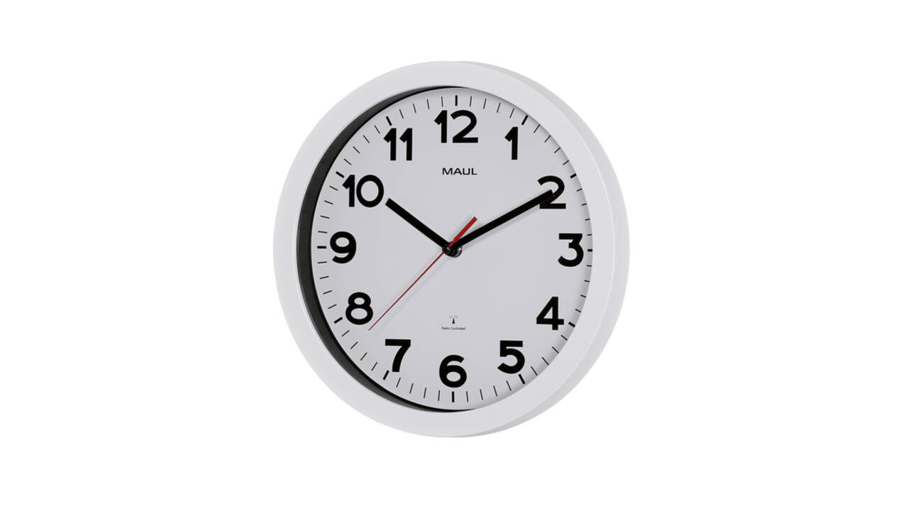 Wandklok MAUL Step RC Ø30x5cm kunststof wit/wit