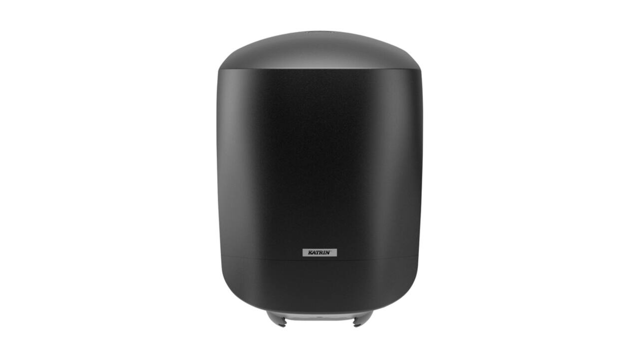 Poetspapierdispenser Katrin medium zwart 82254