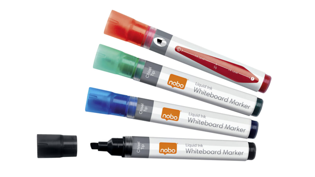 Whiteboardmarker Nobo Liquid ink schuin assorti 4mm 10stuks