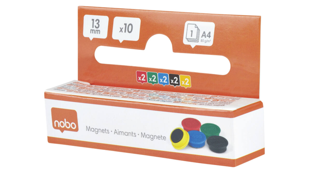 Magneet Nobo 13mm assorti 10 stuks