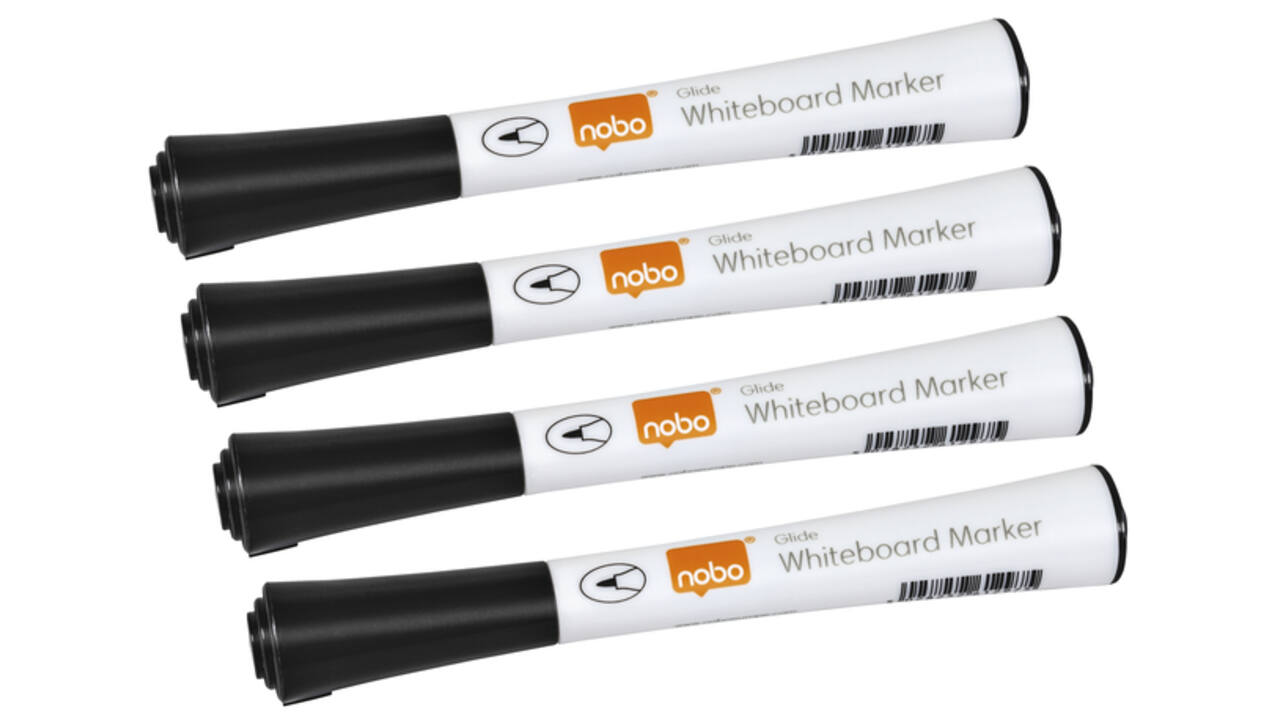 Whiteboardmarker Nobo Glide fijn zwart 1mm 4stuks
