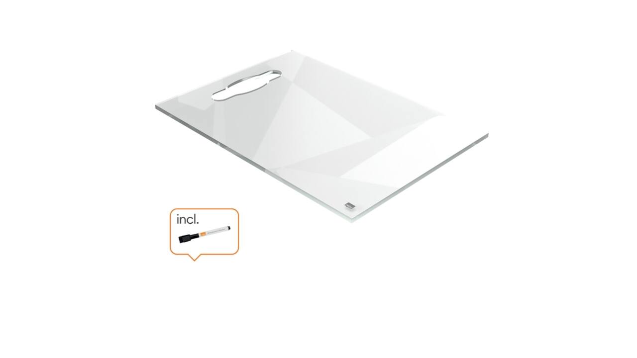 Notitiebord Nobo transparant acryl met handgreep A4