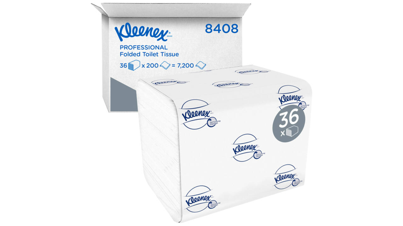Toiletpapier Kleenex gevouwen 2-laags 110x186mm wit 8408