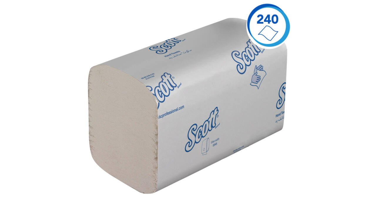 Handdoek Scott Essential i-vouw 1-laags 200x318mm 15x240 vel wit 6669