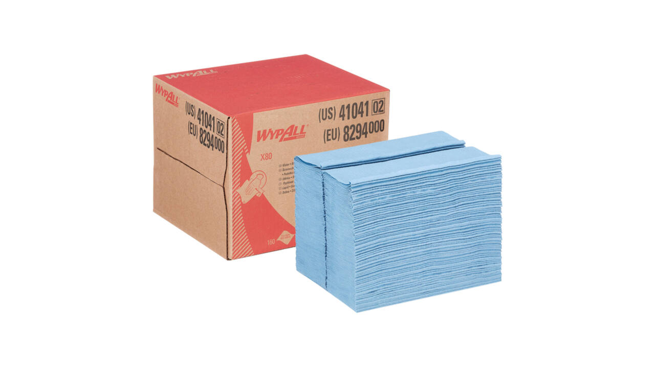 Reinigingsdoek WypAll X80 PowerClean dispenserdoos 1-laags 160 vel blauw 8294