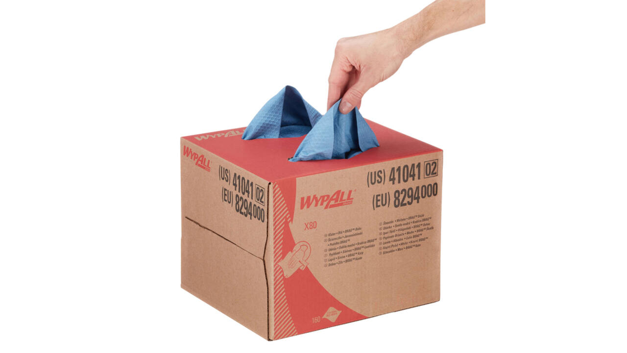 Reinigingsdoek WypAll X80 PowerClean dispenserdoos 1-laags 160 vel blauw 8294