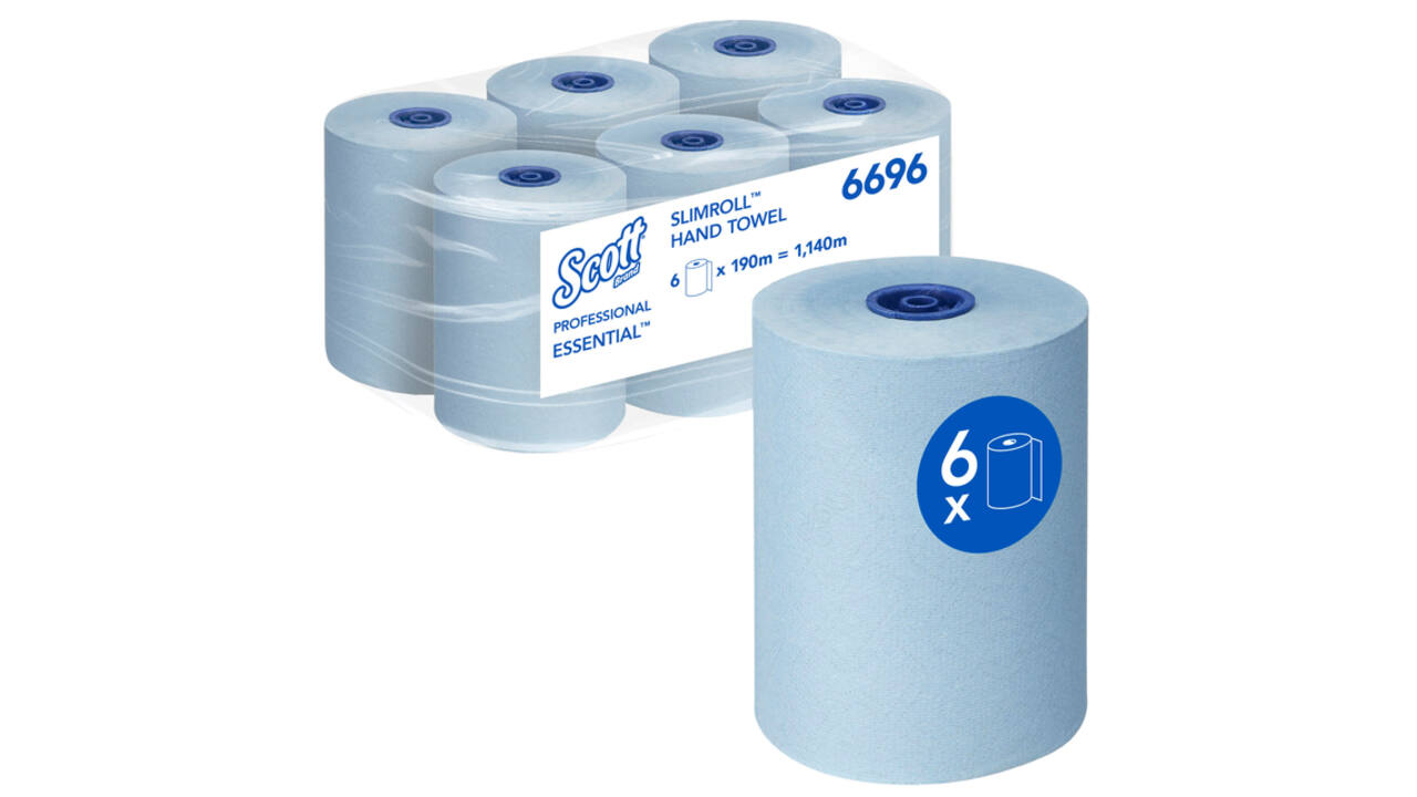 Handdoekrol Scott Essential Slimroll 1-laags 190m blauw 6696