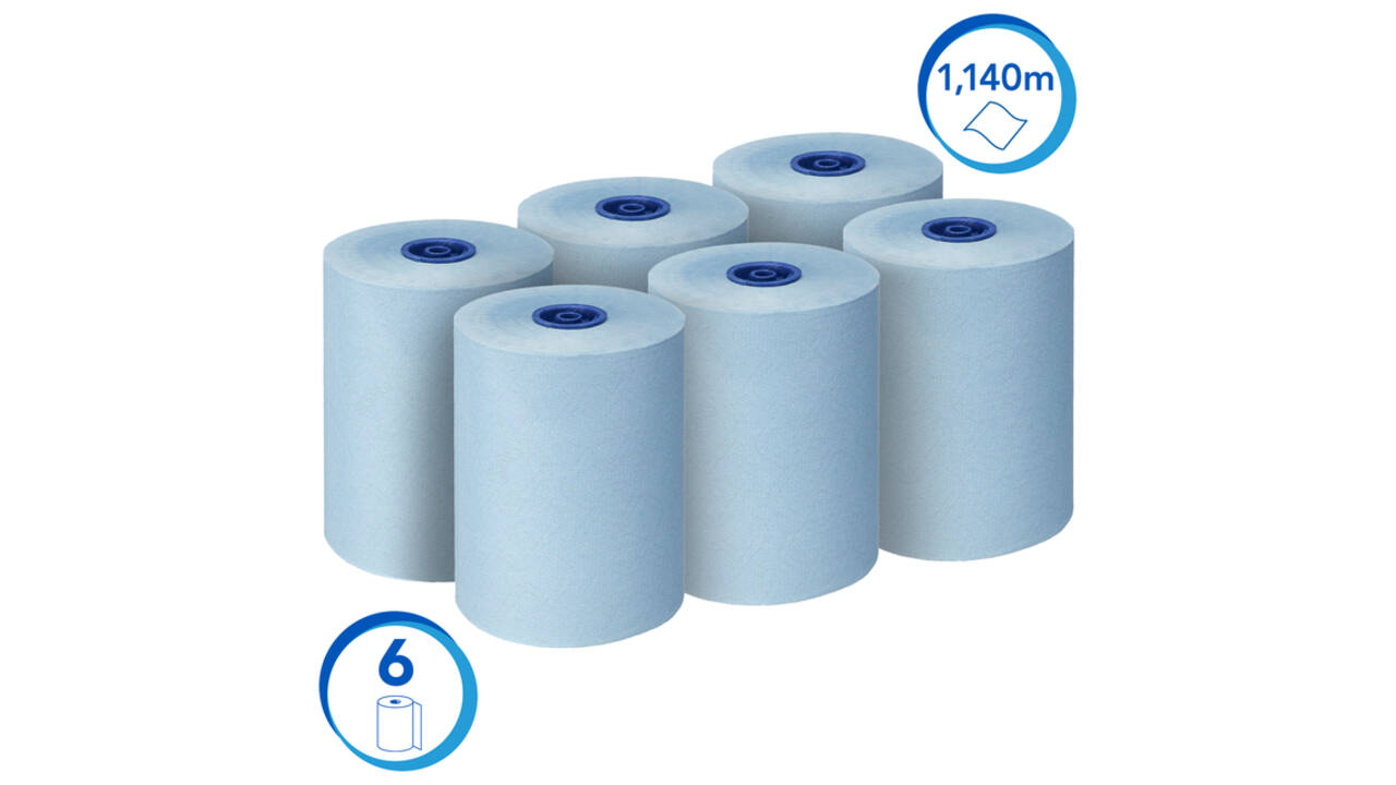 Handdoekrol Scott Essential Slimroll 1-laags 190m blauw 6696