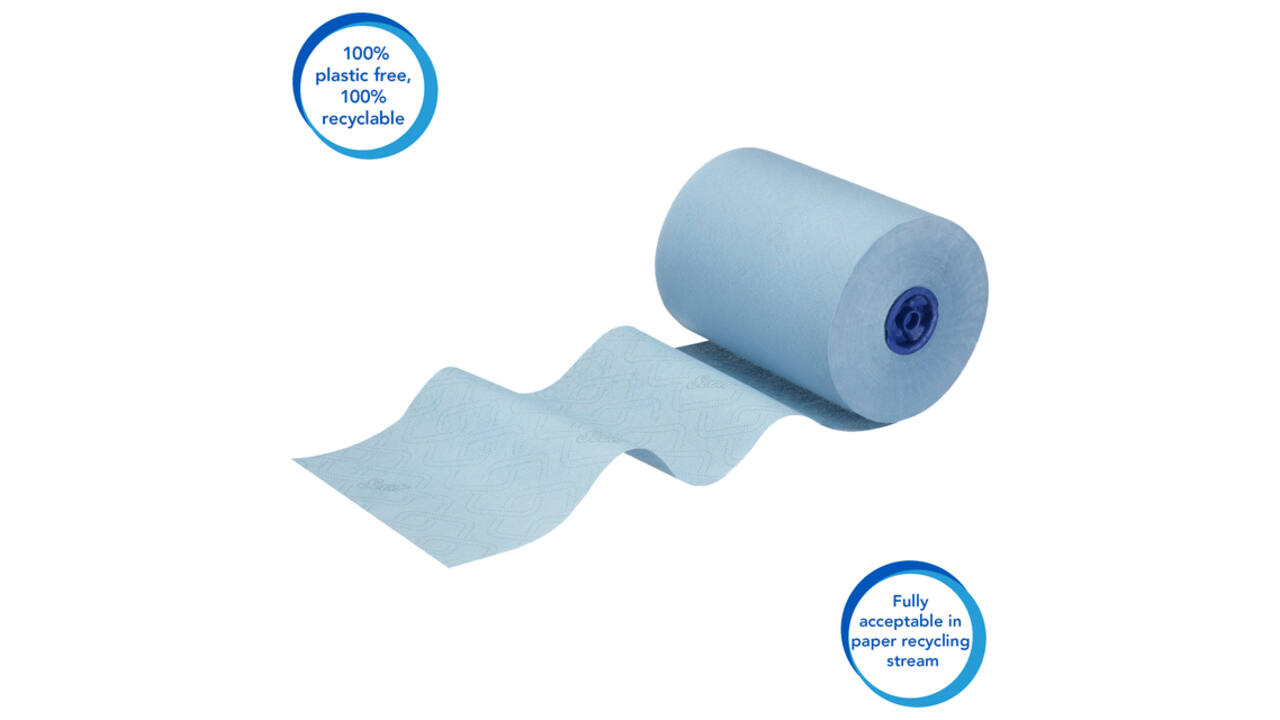 Handdoekrol Scott Essential Slimroll 1-laags 190m blauw 6696