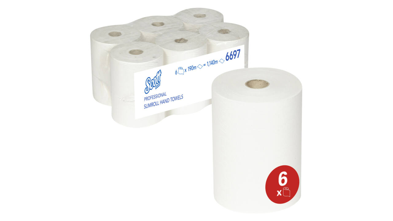 Handdoekrol Scott Slimroll 1-laags 190m wit 6697