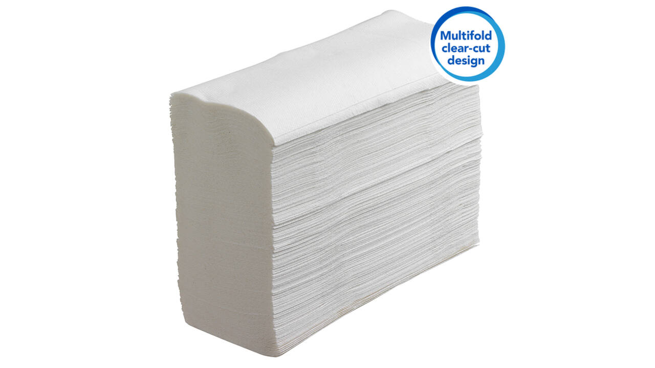 Handdoek Scott m-vouw 1-laags 203x240mm 16x250 vel wit 3749