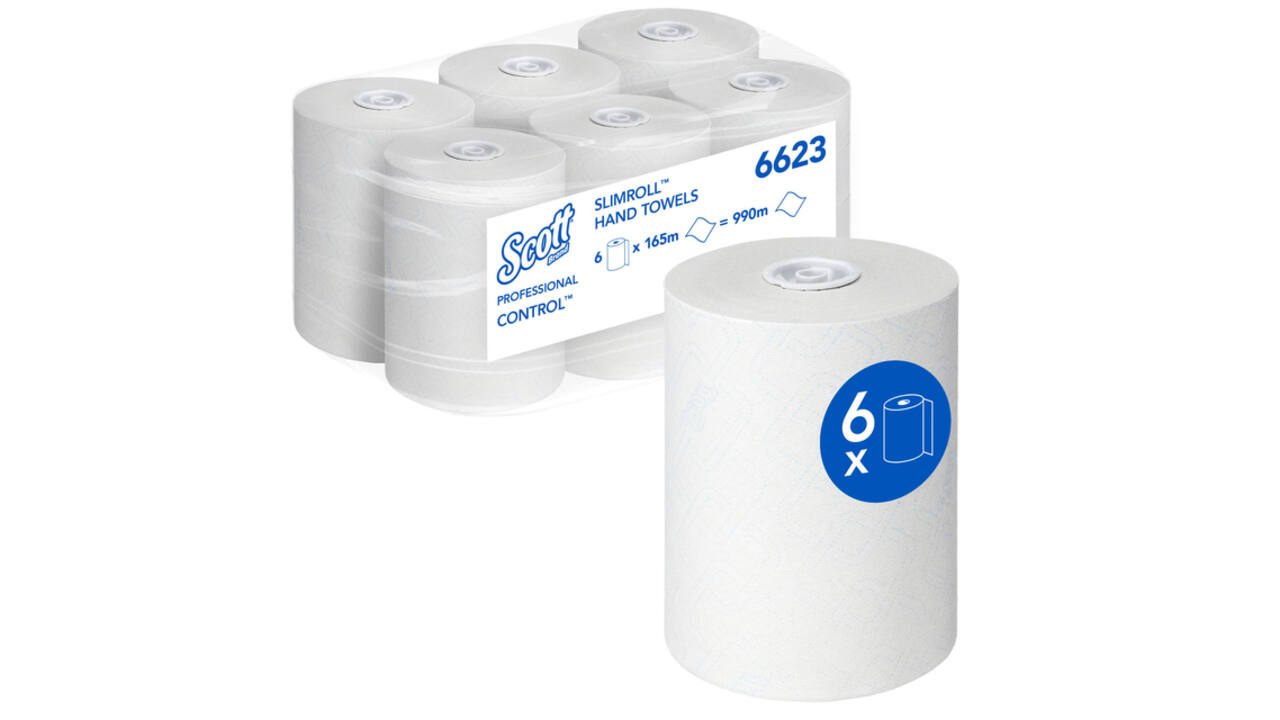Handdoekrol Scott Control Slimroll 1-laags 165m wit 6623