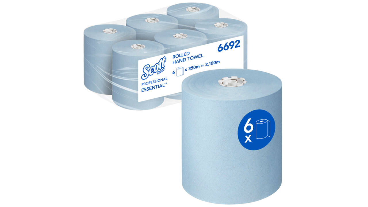 Handdoekrol Scott Essential 1-laags 350m blauw 6692