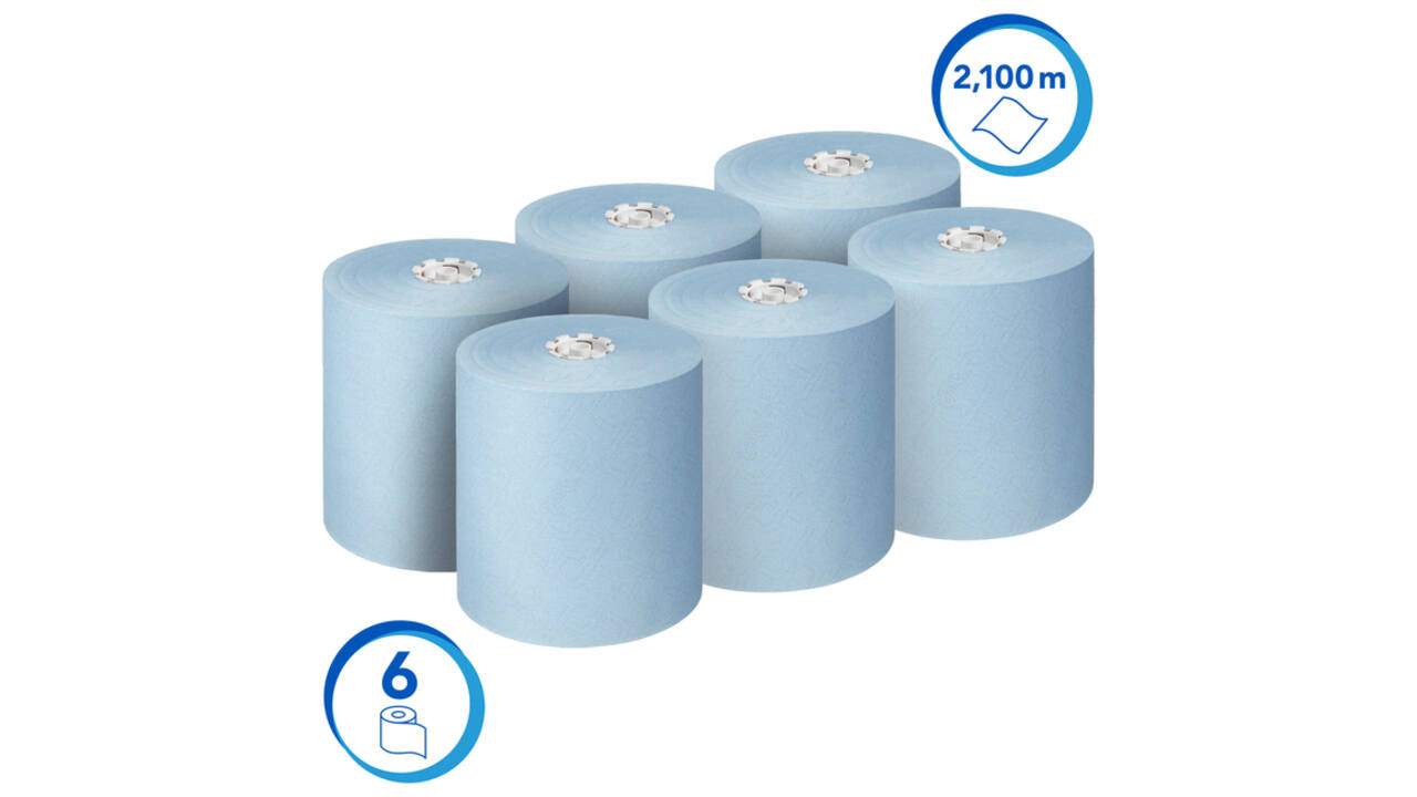 Handdoekrol Scott Essential 1-laags 350m blauw 6692