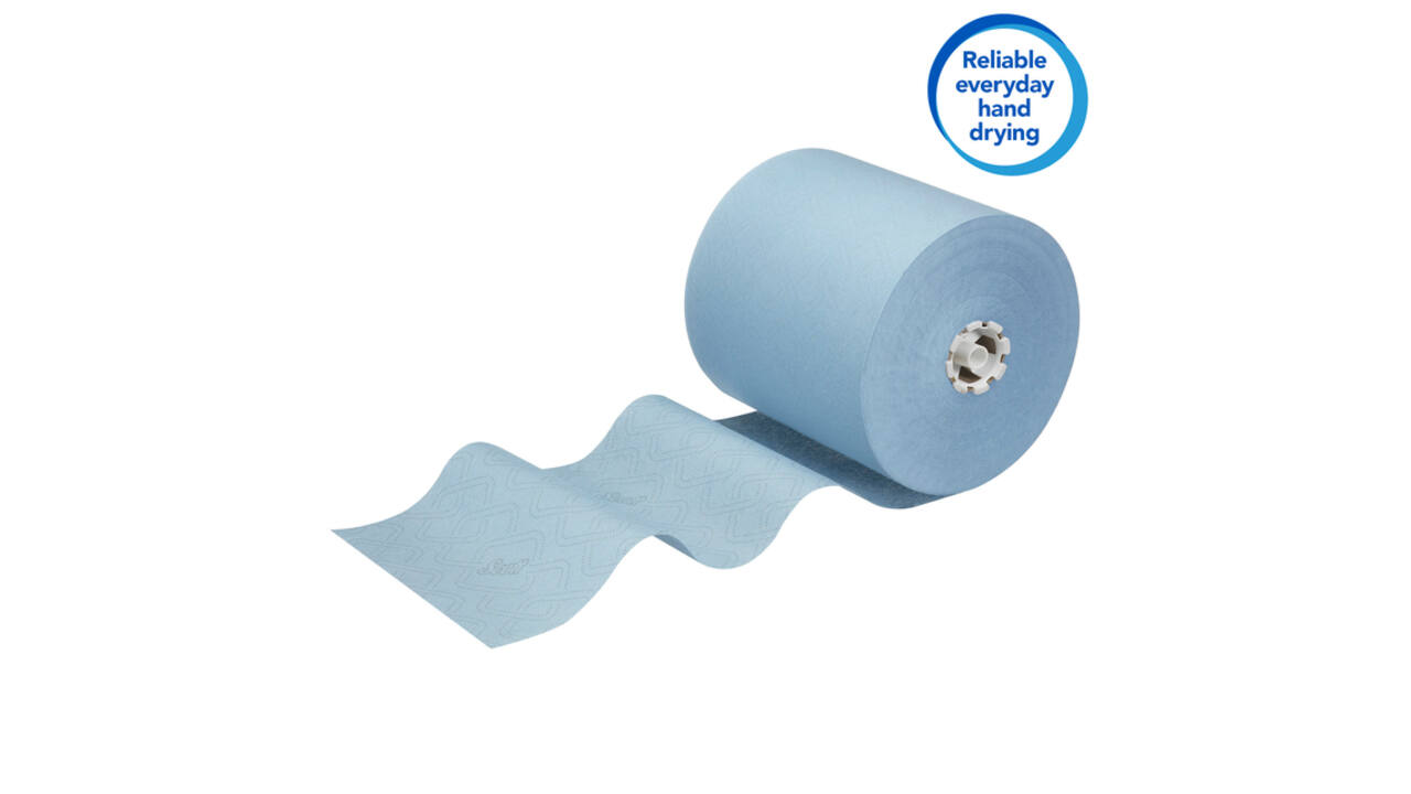 Handdoekrol Scott Essential 1-laags 350m blauw 6692