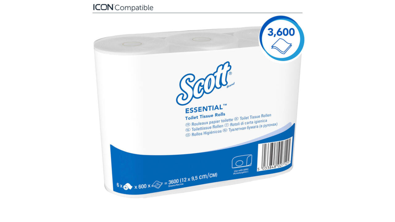 Toiletpapier Scott Essential 2-laags 600 vel wit 8517