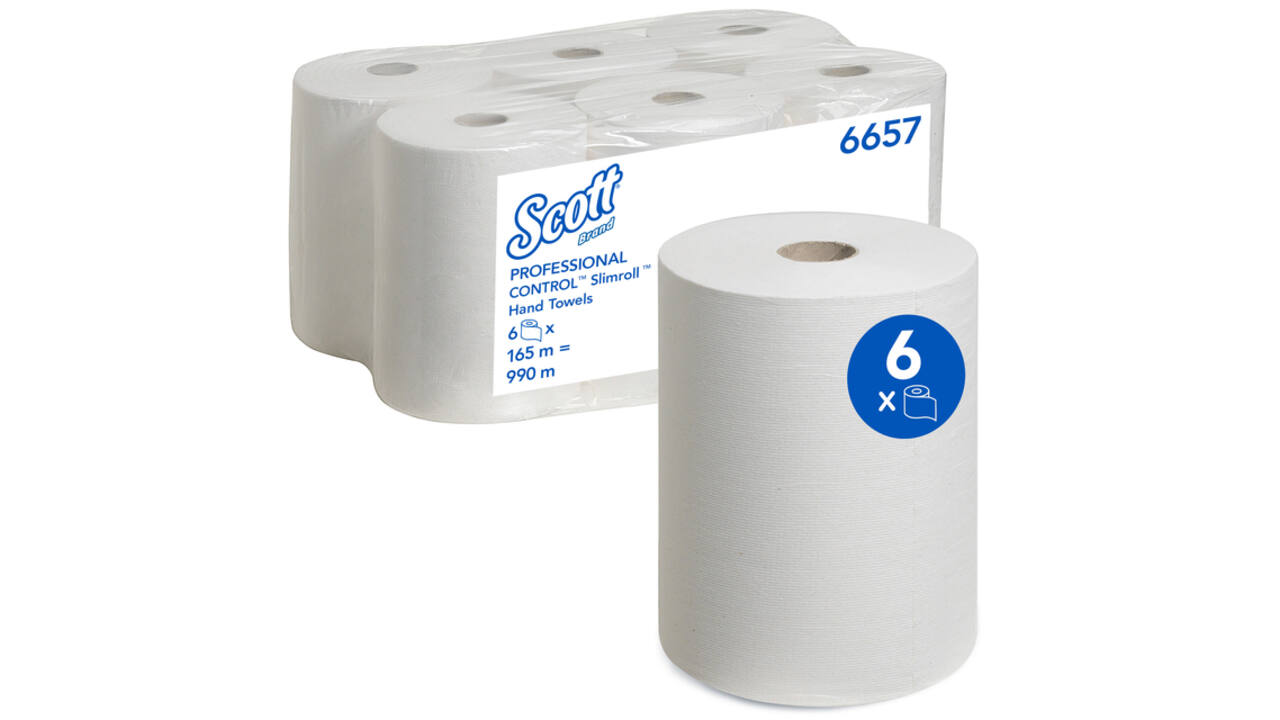 Handdoekrol Scott Control Slimroll 1-laags 165m wit 6657