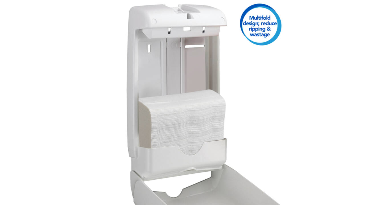 Handdoek Scott Slimfold m-vouw 1-laags 190x300mm 16x110 vel wit 5856