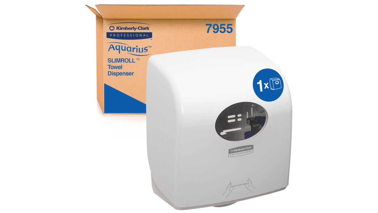 Handdoekroldispenser Kimberly Clark Aquarius Slimroll wit 7955