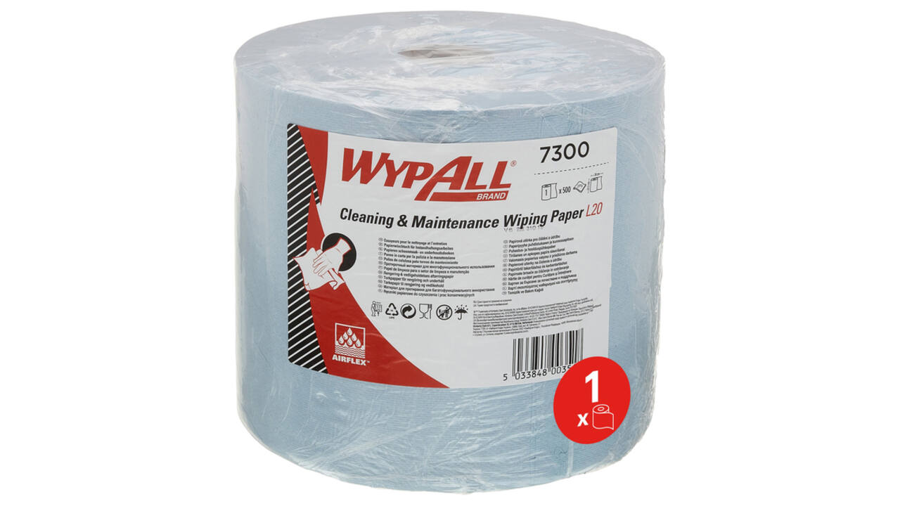 Poetspapier WypAll L20 GeneralClean 2-laags 500 vel blauw 7300