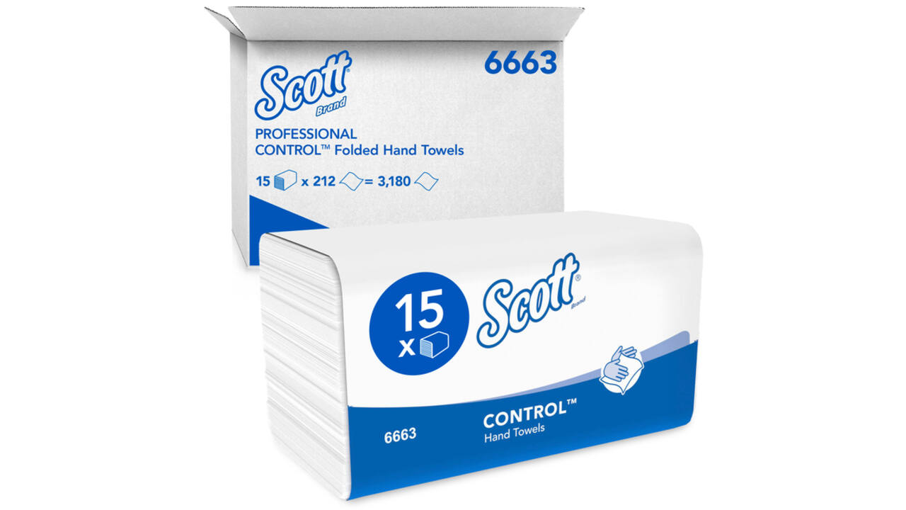 Handdoek Scott Control i-vouw 1-laags 215x315mm 15x212 vel wit 6663