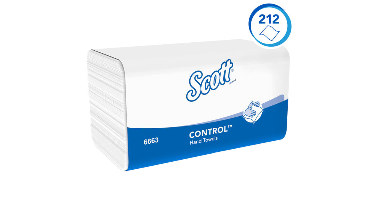 Handdoek Scott Control i-vouw 1-laags 215x315mm 15x212 vel wit 6663