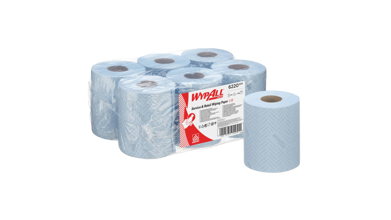 Poetspapier WypAll L10 GeneralClean 1-laags 280 vel blauw 6220