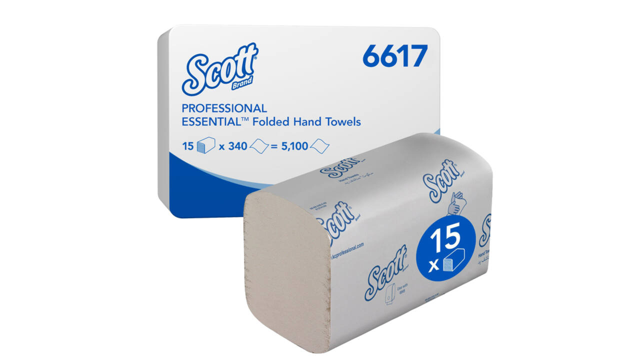 Handdoek Scott Essential i-vouw 1-laags 200x212mm 15x340 vel wit 6617