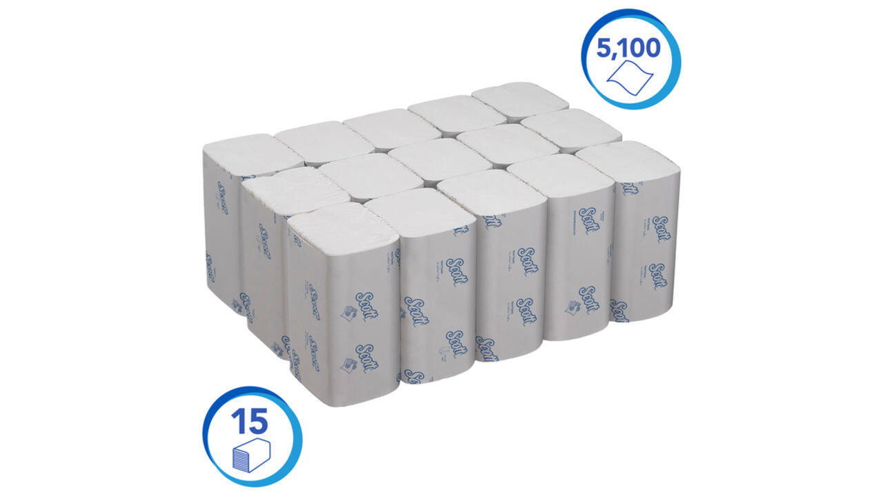 Handdoek Scott Essential i-vouw 1-laags 200x212mm 15x340 vel wit 6617