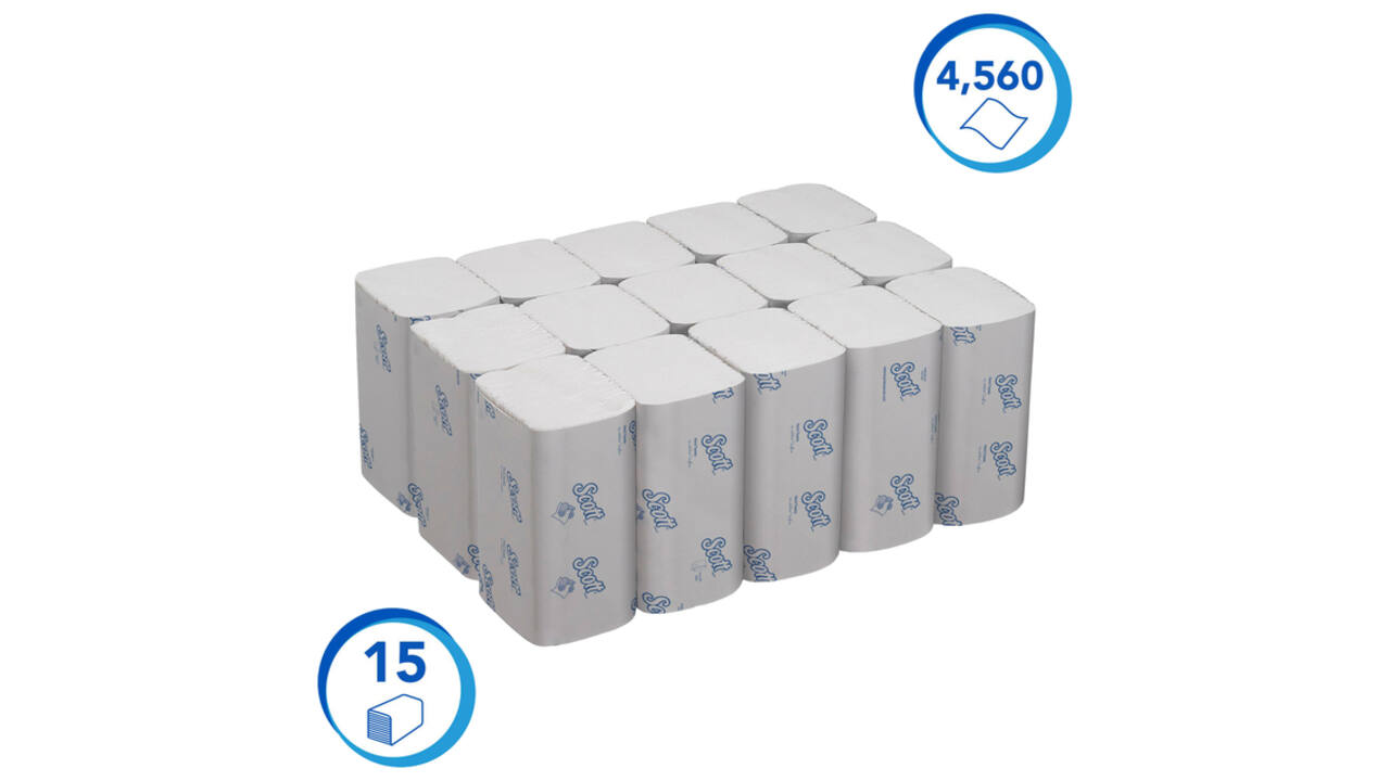 Handdoek Scott Control i-vouw 1-laags 200x210mm 15x304 vel wit 6689
