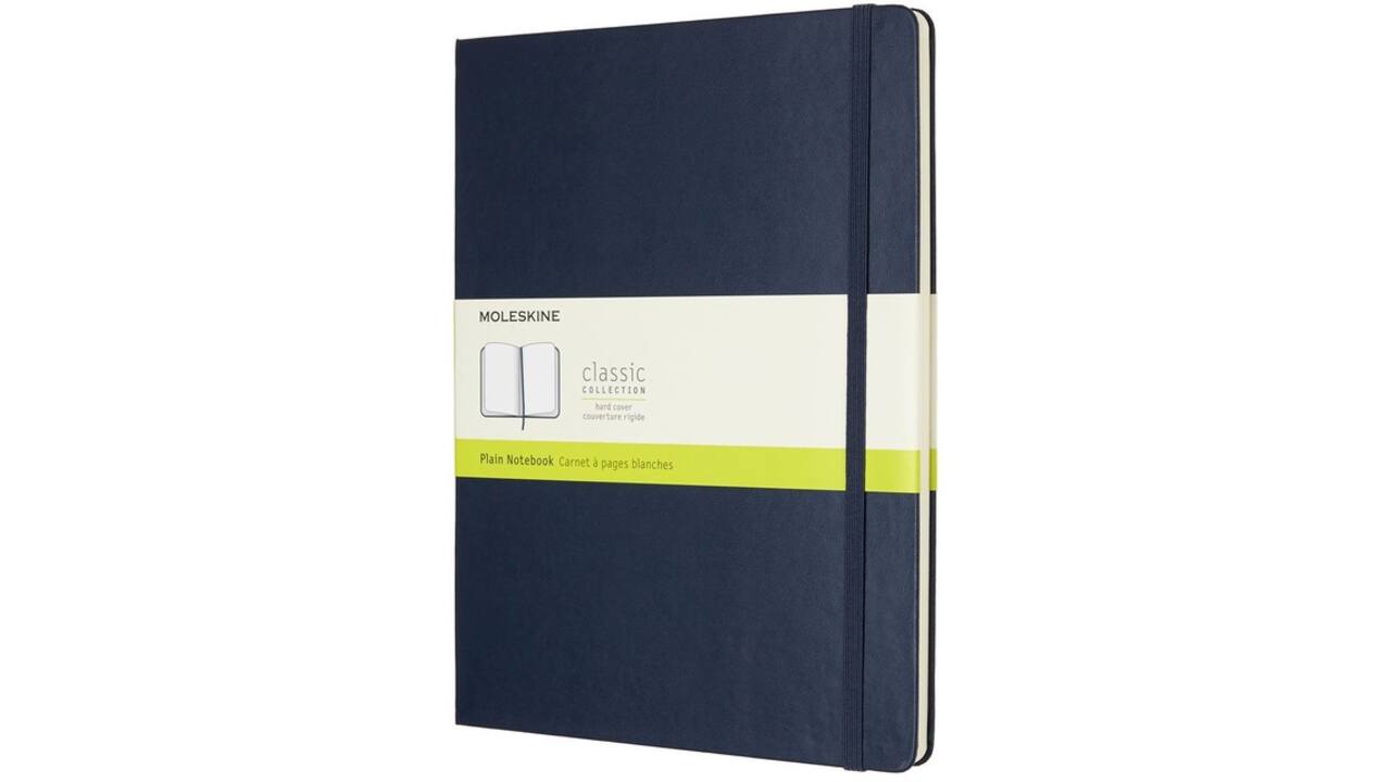 Notitieboek Moleskine XL 190x250mm blanco hard cover sapphire blue