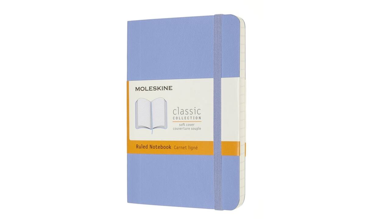 Notitieboek Moleskine pocket 90x140mm lijn soft cover hydrangea blue