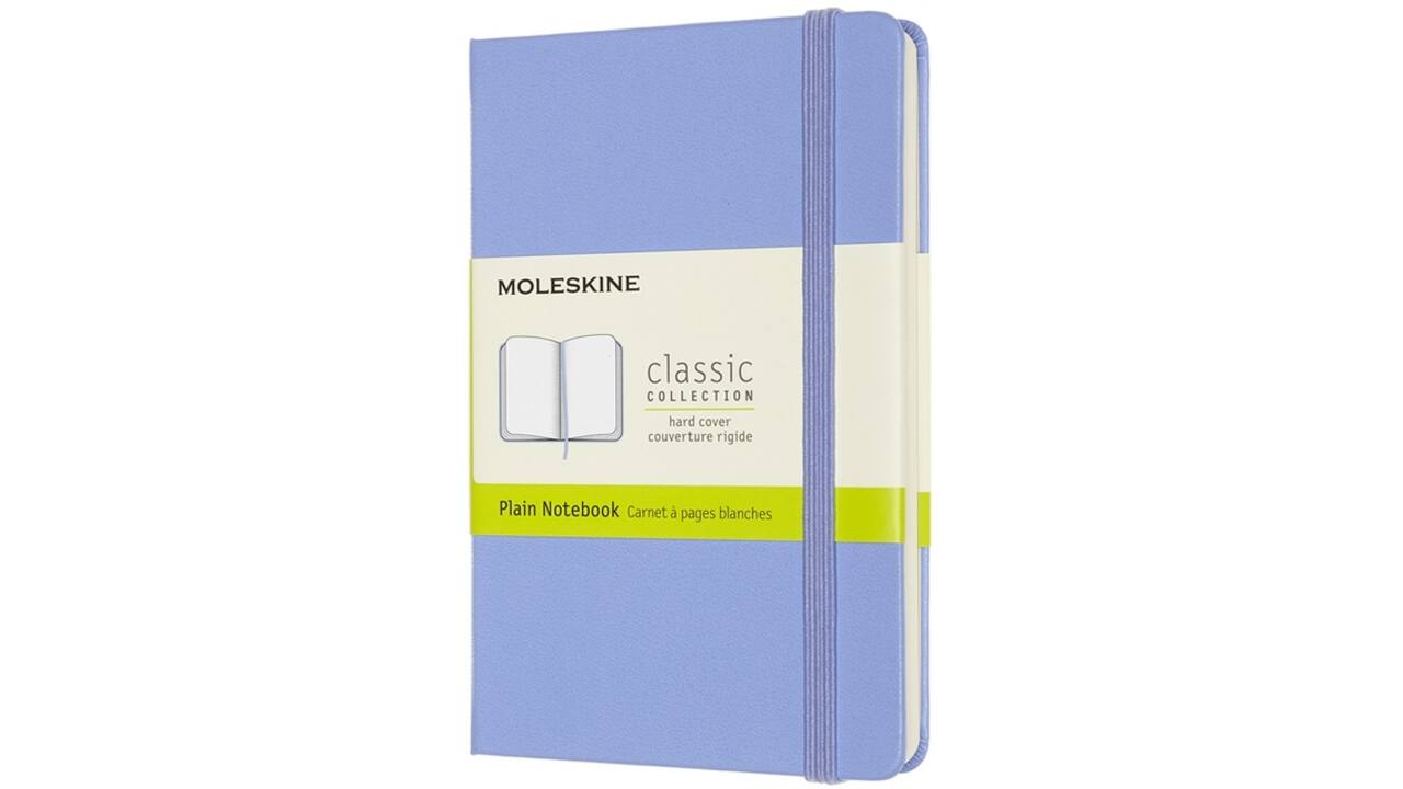Notitieboek Moleskine pocket 90x140mm blanco hard cover hydrangea blue