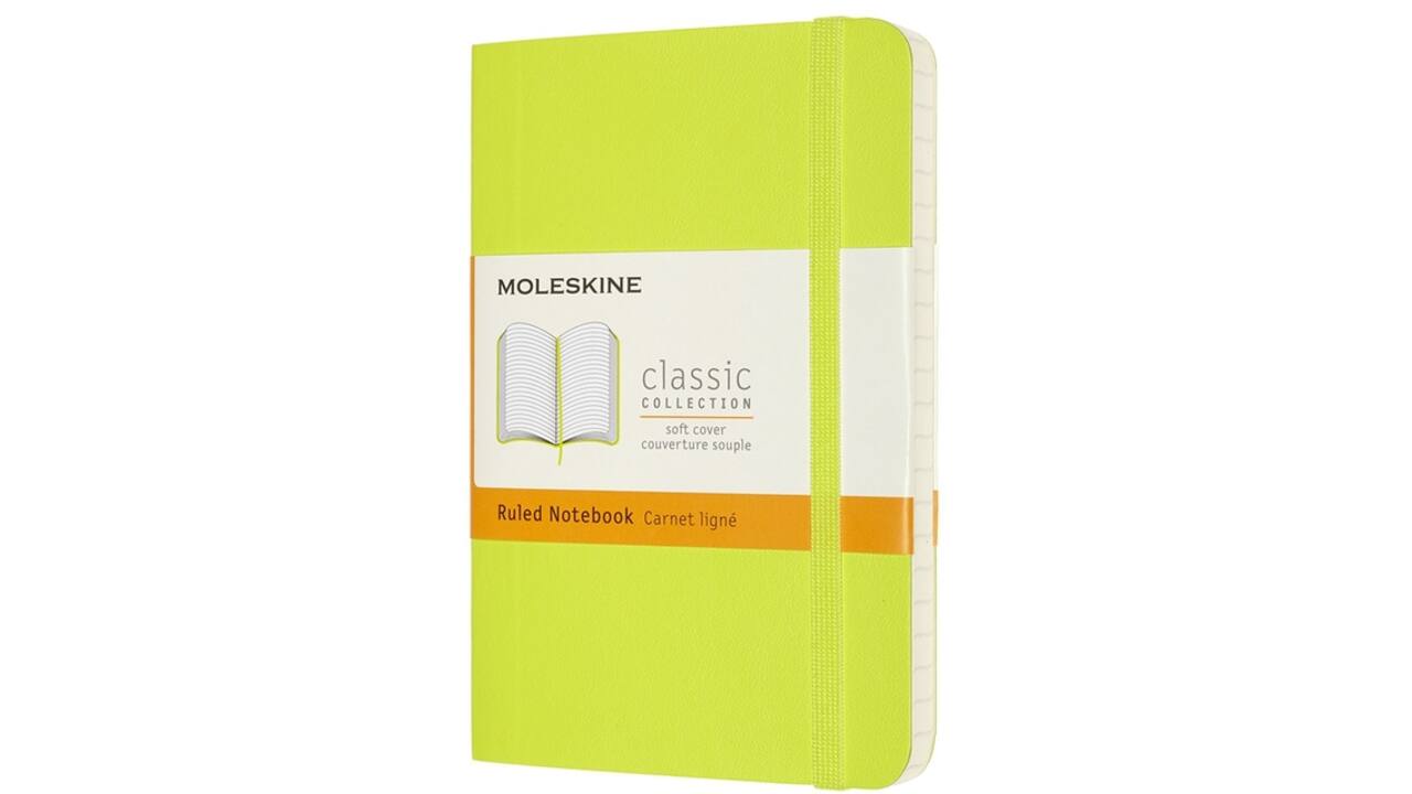 Notitieboek Moleskine pocket 90x140mm lijn soft cover lemon green